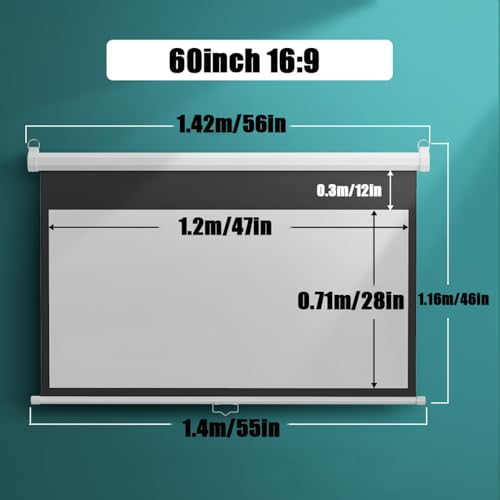 Pantalla Manual Retráctil 60" 16:9 Proyector miniatura 7