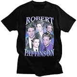 Robert Pattinson T Shirt Men Short Sleeve Vintage Rob Edward Cullen T-Shirt Summer Tee Tops Cotton Oversized Tshirt Man Men Black - M