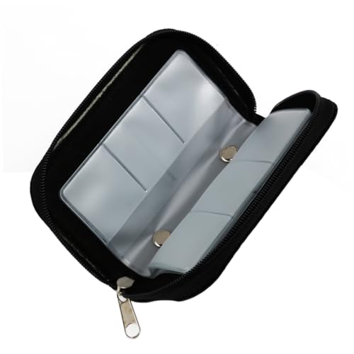 KICHOUSE Portable Slots Memory Holder Case Zippered Storage Pouch for Sdxc Cards Games Water-Resistant -Static Design Black