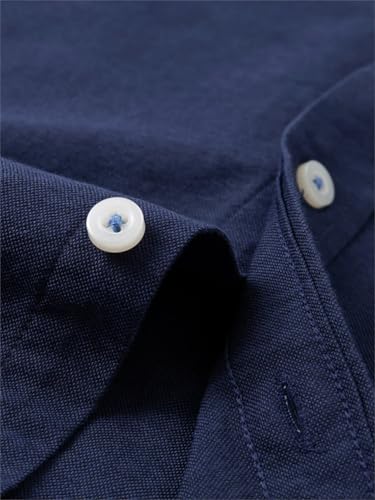 Men Oxford Fabric Solid Cotton Shirts Short Sleeve Excellent Comfortable Button Collar Business Casual Shirts4