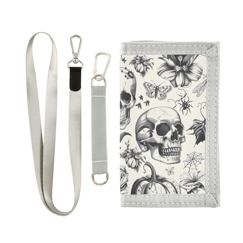 ALAZA Kids Wallets for Boys Girls Toddler Trifold Wallet Children Small Halloween Skull Pumpkin with Zipper Coin Pocket