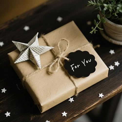 Image of CVANU Black Kraft Paper Hanging Circle Shaped Tags (200pcs) with Jute Twine for Wedding| Write Blessings| Thanksgiving| Gift Decor (2.3inch X2.4inch)