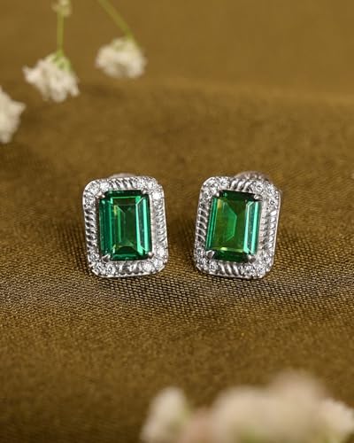 Image of CLARA 925 Sterling Silver Stud Earrings | Platinum Plated | Daily Wear |Gift for Women and Girls