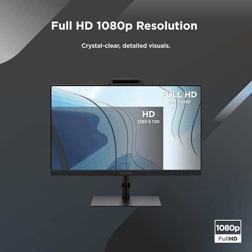 Image of ViewSonic VG2741V 27 Inch 1080p Monitor, IPS Display with Windows Hello, Built-in Microphone, and IR 5MP Webcam for Smooth Video Conferencing, Advanced Ergonomics, USB-C, HDMI, and DisplayPort Inputs
