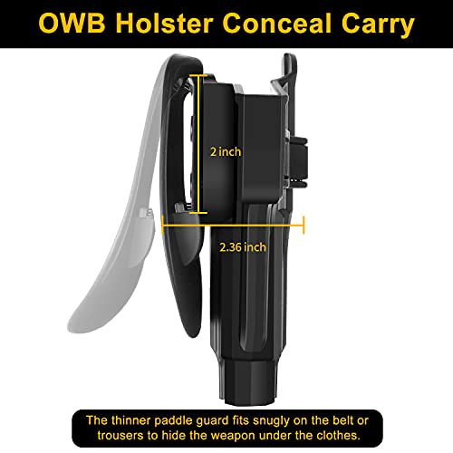 Hqda Beretta 92Fs Holster Fit 92 92Fs M9 M922 Holster, Owb Holster Tactical Outside Waistband Paddle Holster Holder,Right-Handed Black #TOP4