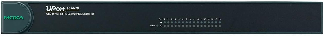 Moxa UPort 1650-16 USB to Serial Hub, front panel with ports and LEDs