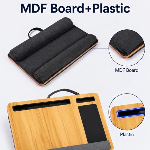 Image of Ant Esports Bravo LT300 Wooden Lap Desk with Cushion for Laptop up to 17 Inches, Portable Work from Home Laptop Table with Soft Wrist Pad, Bed Desk for Couch, Sofa, Study, Reading, Writing & Gaming