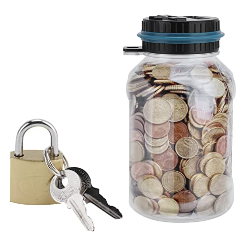 Hucha Digital con Contador, 1,8 L Banco de Monedas, Hucha Electrónica de para Euros, Bote Automática para Contar Monedas y Ahorrar Dinero con Cerradura, Caja de Moneda con Pantalla LCD de Alcancía