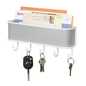 mDesign – Posthouder en sleutelrek – postorganizer/wandrek – voor brieven, dossiers, sleutels en meer – wit