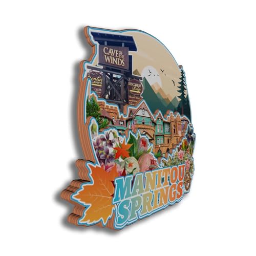 Imán de madera 3D para refrigerador Manitou Springs Colorado miniatura 3