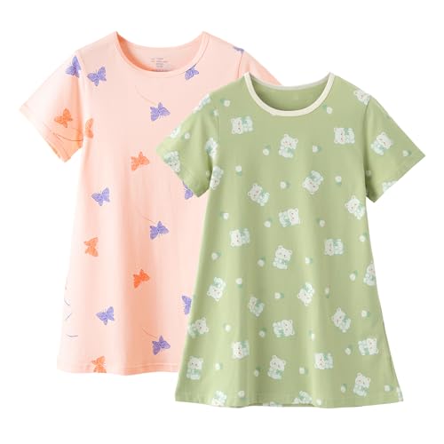 Nachthemden Mädche, Schlafhemden aus Baumwolle, für Mädchen...