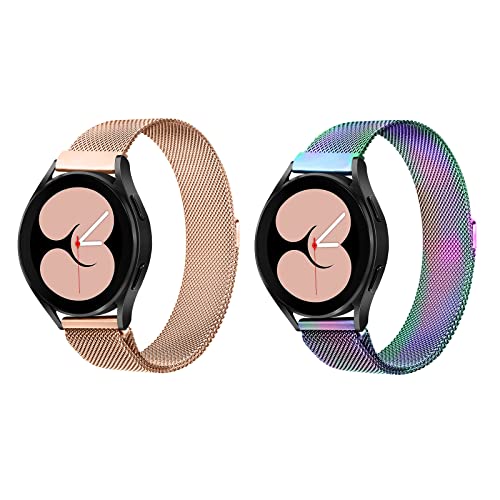 Wigerlon Compatible With Samsung Galaxy Watch 5/4 Band 44Mm 40Mm，Galaxy Watch 5 Pro 45Mm/Galaxy Watch 4 Classic Bands 46Mm 42Mm,Stainless Steel Metal Mesh Bands For Replacement Galaxy Active 2/Galaxy Watch 3 41Mm Fits 20Mm Watch Lugsrose Gold+Colorful #TOP5