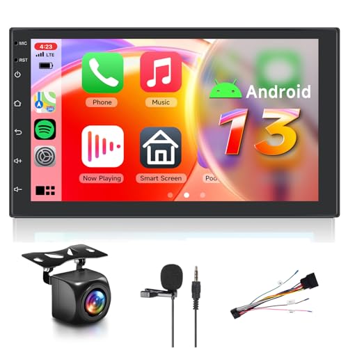 【8 Núcleo 4+64G】 Hodozzy Carplay Android Radio Coche 2 DIN con GPS 7 Pulgadas IPS Pantalla, Autorradio Bluetooth con Android Auto/DSP/WiFi/RDS/FM/USB+Cámara de Visión Trasera