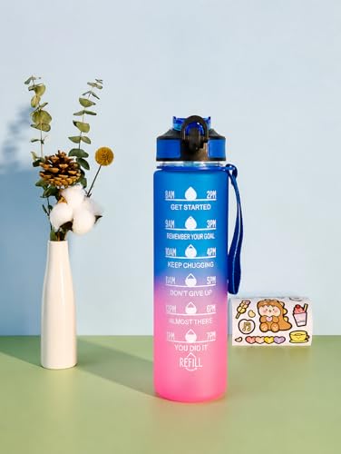 Image of Water Bottles Sipper Bottle For Adults, Kids,Unbreakable Motivational Water Bottle Time Mark Sipper With Straw & Time For Gym Office School Home Water Bottle for Kids