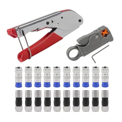 SIPYTOPF Coaxial Cable Compression Tool Kit for RG6, RG59, Crimper, Stripper with 20PCS F Style RG59 RG6 Compression Connectors