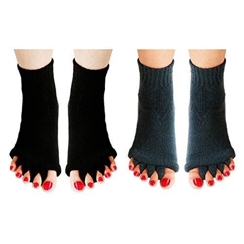 AIBEARTY 3 Pairs Yoga Sport Gym Five Toe Separator Socks Foot Alignment Pain Massage Toeless Socks4
