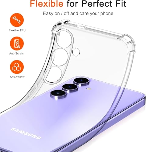 Image of Lustree Back Cover Transparent Case Compatible with Samsung Galaxy S24 Plus | Clear + TPU Case with 4 Corner Air Cushion Protection & Camera Protection | Slim& Stylus Cover
