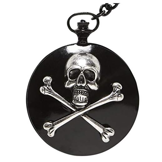 Widmann ? Reloj de bolsillo con cadena calavera Unisex-Adult, Negro, talla única, vd-wdm46751