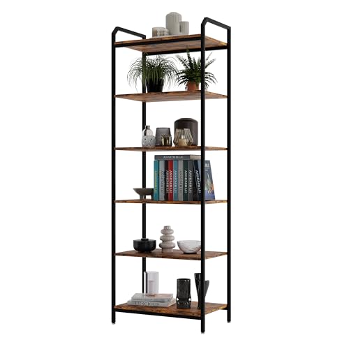 Lenmar, Regal, BS 6 60 Bücherregal, Standregal, Aufbewahrungsregal mit 5 Ebenen, Industriedesign, für Wohnzimmer, Büro, Arbeitszimmer und Flur, Stahlrahmen, 187 x 60 x 30 cm (187 x 60 x 30 cm)