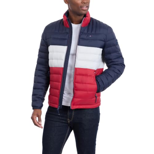 Image of Tommy Hilfiger Mens Embroidered Logo Puffer Jacket