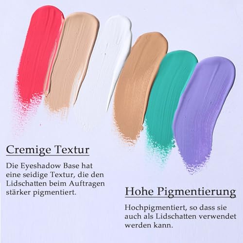 Lidschatten Primer Weiß - Eyeshadow Primer/Base Geschmeidiger - Leichter Make up Primer mit Langanhaltend Formel - Lidschatten-Grundierung für Intensiviert Flüssig- & Puderlidschatten - Augen make-up