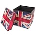 Cabilock Rangement à Domicile Poute de Rangement de Conception de Drapeau Britannique British Restelle Reposez Vintage UK Flag Rangement de Rangement Poitrine Tabouret Keeprsake Boîte pour
