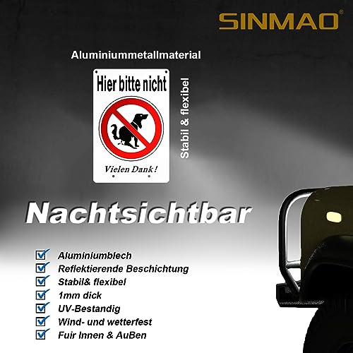SINMAO Hundeschilder für Gartenzaun Schild Metall mit Erdspieß Alu Schild Hunde Verboten Lustig 30x20cm Inklusive Montagezubehör und Schraubenschlüssel