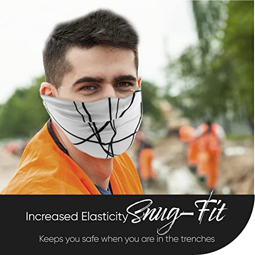 Millenti Headband Gaiter Line-White Face Covering - Women’s Men's Cold Weather Neck Gaiters, Multi Style Design, Summer Face Cover Neck Mask Balaclava For Sports (Lines) White Gaiter G02Uw #TOP6