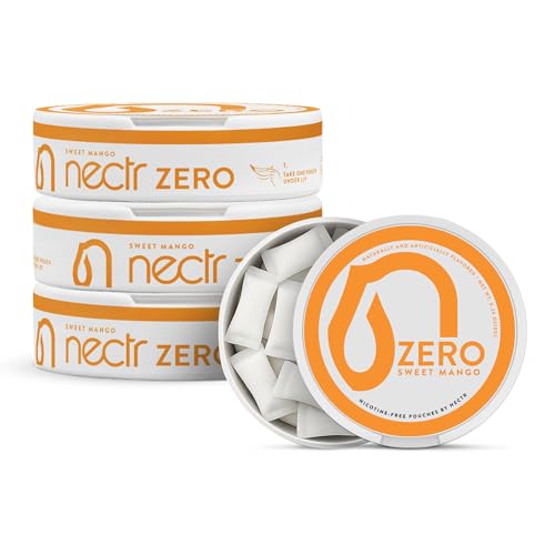 Nectr Energy Zero Pouches - No Caffeine, No Sugar, Zero Calories Mini Pouches for Oral Fixation and Stress Relief - 4 Pucks of 20 - Sweet Mango Flavor
