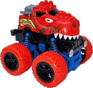 FUN FUN Dinosaur Toys for 2-5 Year Old Boys Flashing Lights and Dino Roar Music Toys for 3 Year Old Boy 1 pcs Dinosaurs Pull Back Cars Monster Trucks Birthday Gifts for Kids Age 2,4,5 -(Pack of 1)