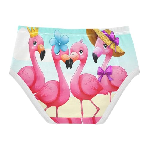 Girls Underwear Toddler 2t Cotton Panties for Girl Artistic Kids Undies Briefs Cute Pink Flamingos Beach2