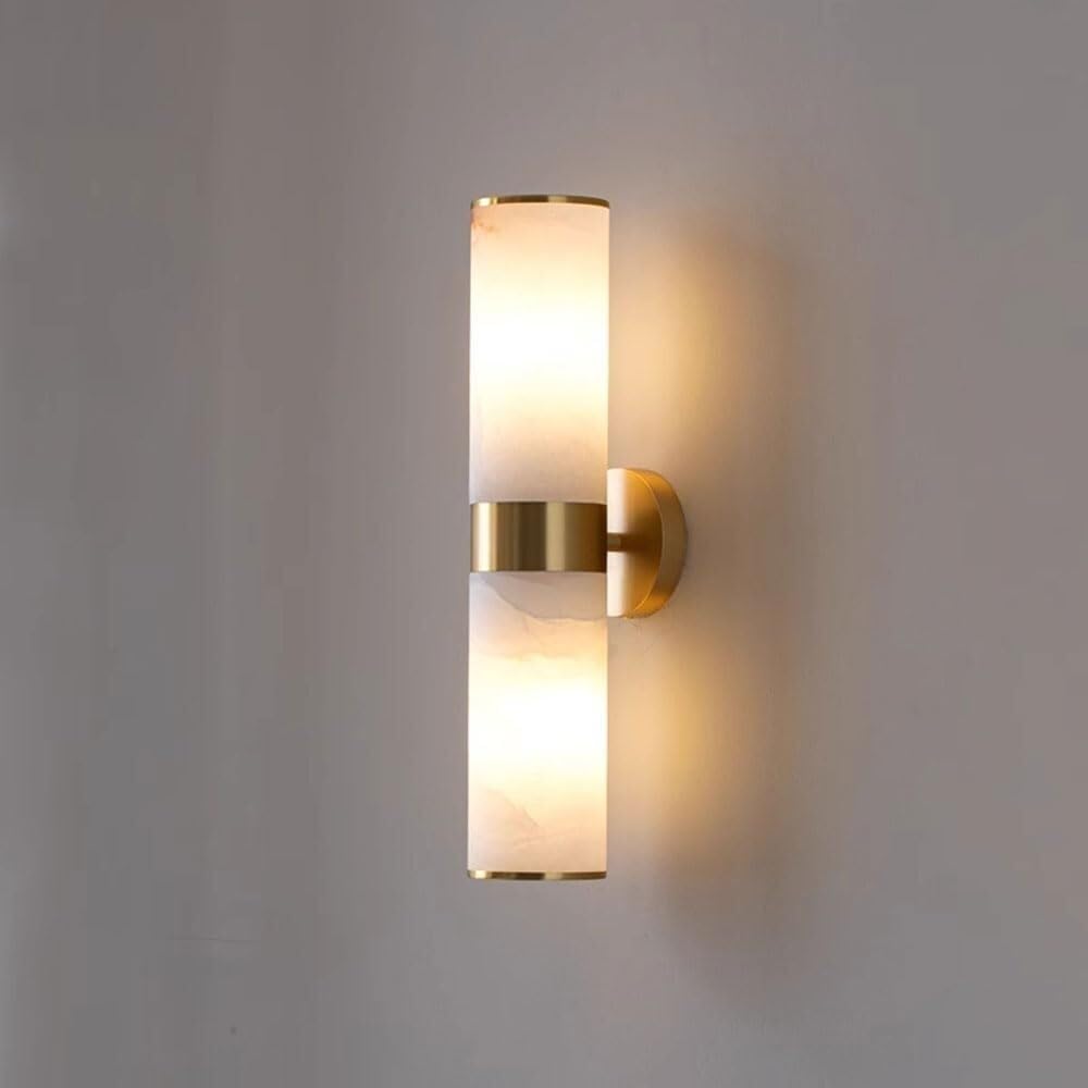 JKJZSALJ French Style Brass Wall Sconces Modern Cloud Stone Wall Light Fixture for Bedroom 2-Light White Wabi Sabi Wall Mount Lamp Luxury Home Decor Indoor White Marble Corridors,Gold,Gold