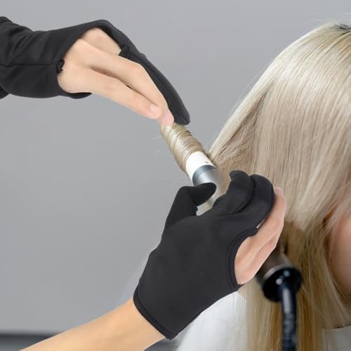 giantree heat resistant glove 3 finger heat resistant gloves professional curling iron barber glove reusable straightener protector glove for curling wand flat iron hot-air brush proof sublimation