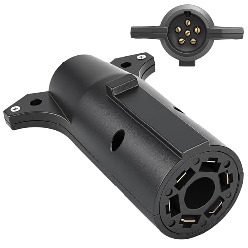 PKDOAX 7 Blade to 6 Round Adapter - Rugged Nylon Housing Copper Terminal. 7 Pin to 6 Pin Trailer Adapter & 6 Pin to 7 Pin Trailer Adapter. Compact Design for Pickup Truck Trailer