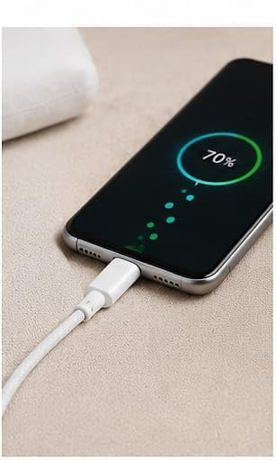 Image of Type-C to Type-C Fast Charging Cable, Braided, Data Sync, Tangle-Free, for Smartphones, Tablets, and Laptops
