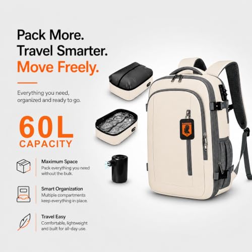 Image of KARRIER Vacuum Compression Backpack for Men & Women - 3-in-1 Travel Bag with Built-In Compression System, 17.3 inch Laptop Sleeve & Cabin-Friendly Design