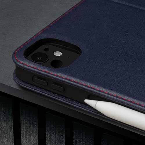 Coque iPad Pro 11 2024 cuir véritable bleu avec support stylet - 5