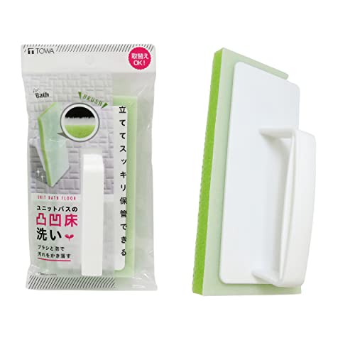 東和産業 浴室掃除用ブラシ ホワイト 約19×9×8cm ユニットバス用ブラシスポンジ ハンドル付