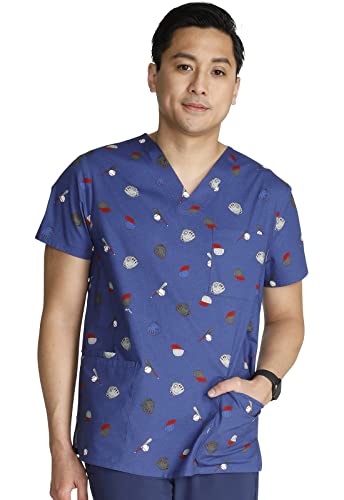 Blouse médicale col v Cherokee CK691 motif Home Run manches courtes taille M
