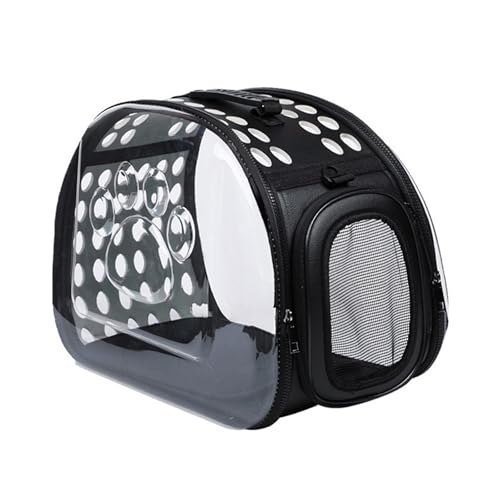 猫用キャリー ソフトタイプ 脱走防止 機内持ち込み対応 車載用 新幹線/病院通い用 省スペース 軽量設計 折りたたみ可能 通気性 (Black,Large)