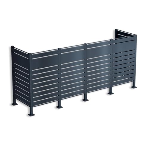 Metzler Anthrazit Mülltonnenzaun - 4er Box, Sichtschutz, Garten - rostfrei, RAL 7016 Anthrazitgrau