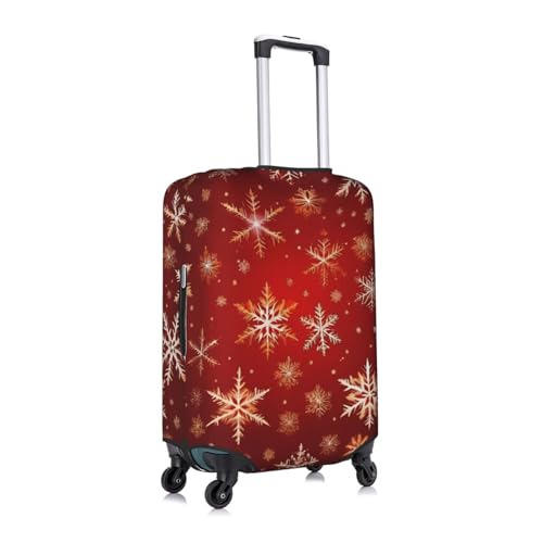 red background golden snow Print Protective Suitcase Cover Washable Travel Luggage Protector with Concealed Zipper3