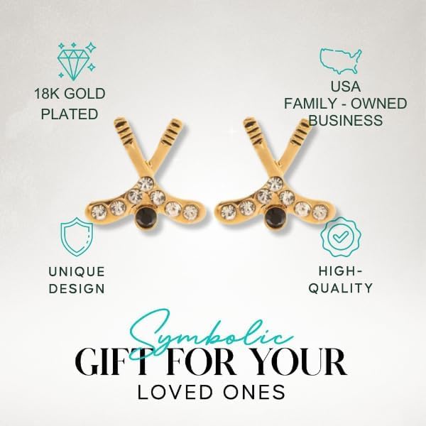 Infinity Collection Hockey Stick Earrings – Plated Studs with Sparkly Rhinestones, Ice Hockey Jewelry & Gifts for Female Players - Image 5