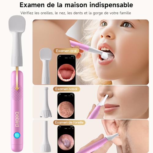 Image of BEBIRD R1 Ultra Ear Wax Removal, Ear Cleaner with Camera Ear Scope, Wax Remove Ear Pick with Ear Otoscope Tweezers, Visual Dropper Cleaning Kit, Ear /Nose /Throat Examination Tool for Family, Pink