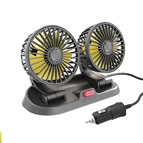 Ventilatore Auto Doppia Testa USMEI - 12V/24V, USB, 360° Regolabile, 3 Velocità - Foto 5