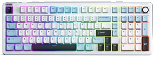 iLovBee B98 Creamy Keyboard with Number Pad, Wireless Mechanical Gaming Keyboard w/Knob, Full Size Bluetooth/2.4Ghz/USB-C RGB Custom Keyboards for Win/Mac, Gasket Hot Swappable Linear Switches