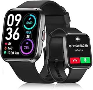 Smartwatch Herren Damen,Smartwatch mit Telefonfunktion,1,7" Touchscreen Schrittzähler Uhr mit Alexa,60+ Sportmodus,Pulsmesser Schlafmonitor SpO2,Whatsapp Erinnerung,IP68 Wasserdicht Fitness Tracker