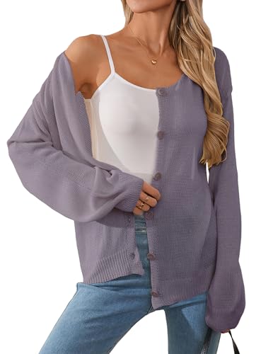 Image of Libsorge Womens Oversized Lightweight Sheer Button Cardigan Spring 2025 Trendy Solid Ribbed Knit Long Sleeve Thin Sweater