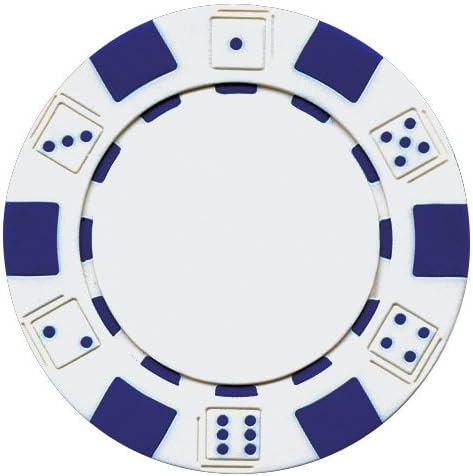 50 Clay Composite Dice Striped 11.5-Gram Poker Chips (WHITE)