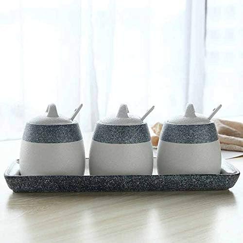 Spice boxs Seasoning Box, Japanese Ceramic Jar Set, Marble Household, Salt Shaker(Pink)
